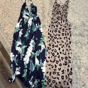 Tropical and Leopard Print Maxi Dresses